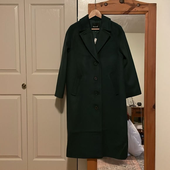 Women's Dark Green Wool Coat - Picture 7 of 10